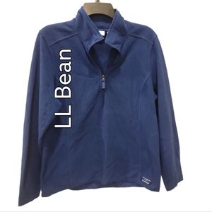 𝅺LL BEAN | Blue Half Zipper Fleece Winter Pullover Jacket Sweatshirt Size L
